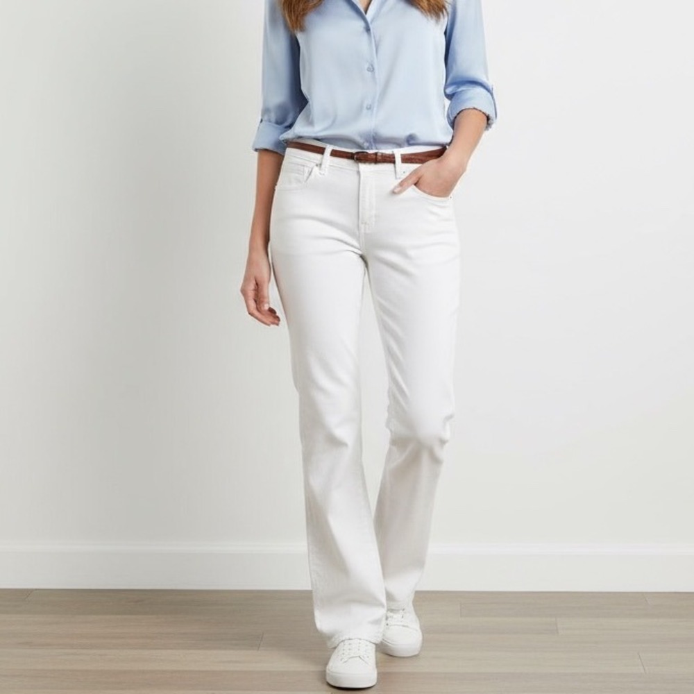 Tahari Women White Wide Leg Denim Casual Jeans Size‎ 8